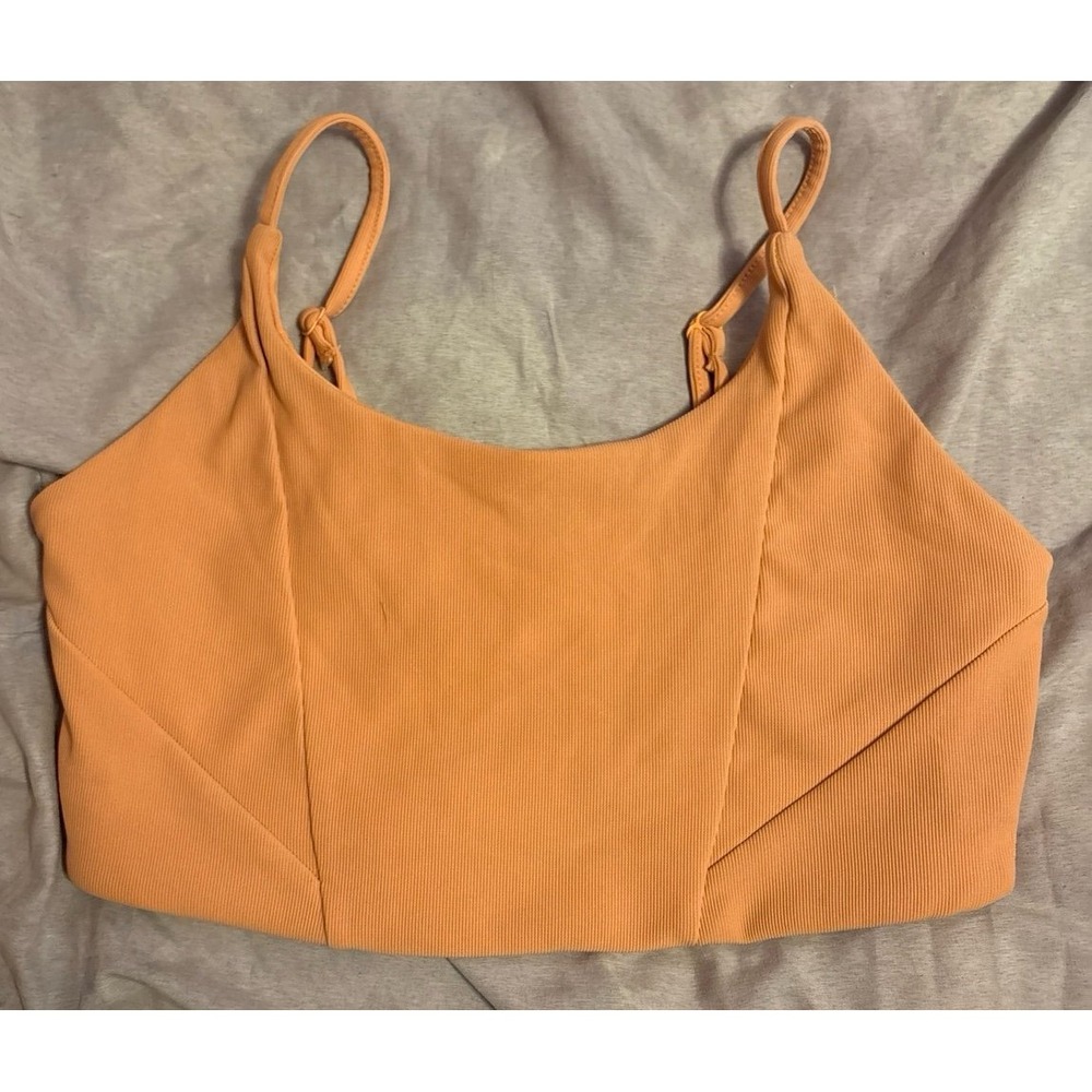 Kyodan Orange Ribbed‎ Sports Bra/Cropped Active Tank with Support, Medium